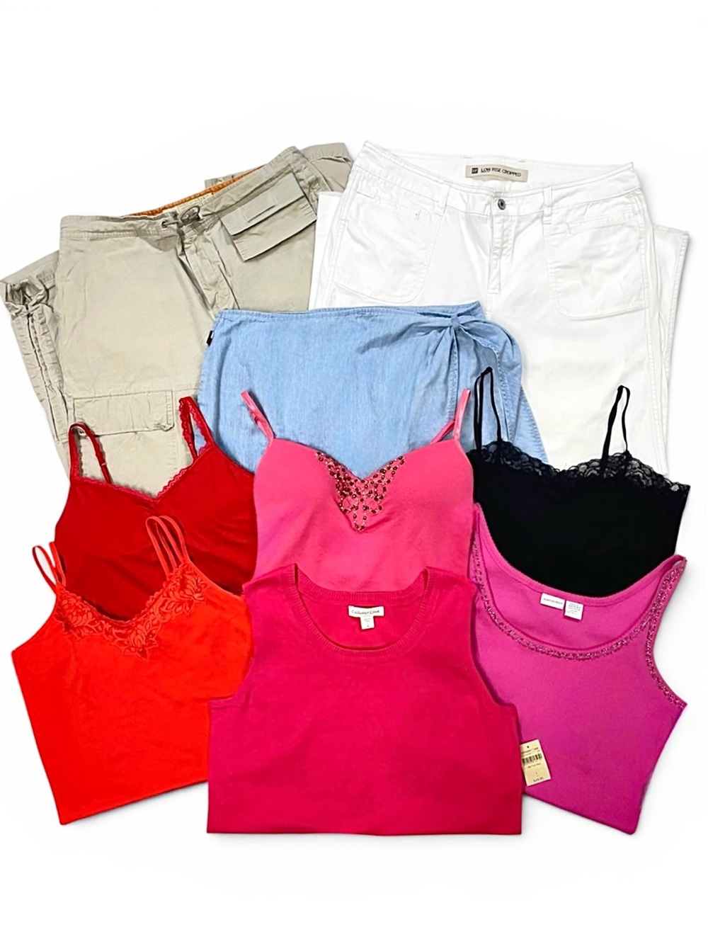 Vintage Y2K Clothing Bundle L XL Cargo Pants Cami Tanks Skirt Deadstock 5 Lb
